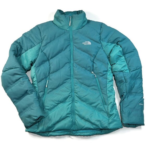 The North Face 700 Down Womens Fuseform Dot Matrix Green Puffer Jacket Small